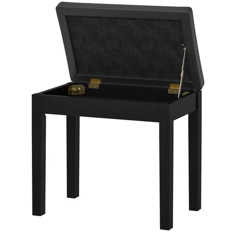 Rootz Piano Bench - Musician Seat - Black Instrument Stool - Storage Space - 55cm x 34cm x 50cm