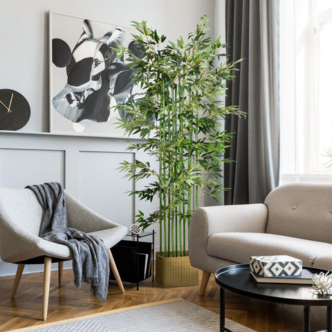 Rootz Artificial Bamboo Plant - Decorative Plant - Faux Plant - Real Look - Easy Care - 180cm High - Pot: 35L x 10W x 10H cm