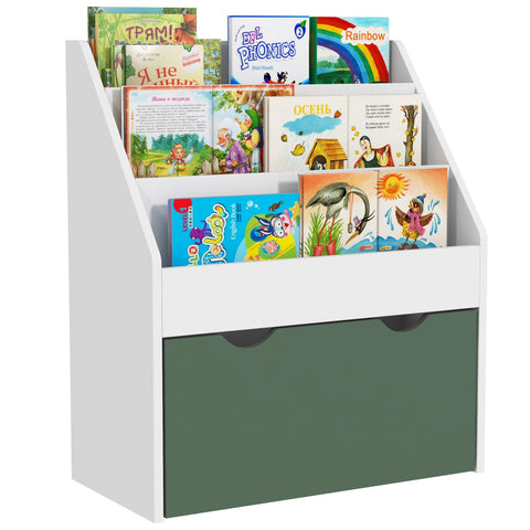 Rootz Children's Bookcase - Kids Storage Unit - Nursery Shelf - Multi-Purpose - 62.5L x 30W x 70H cm - Green