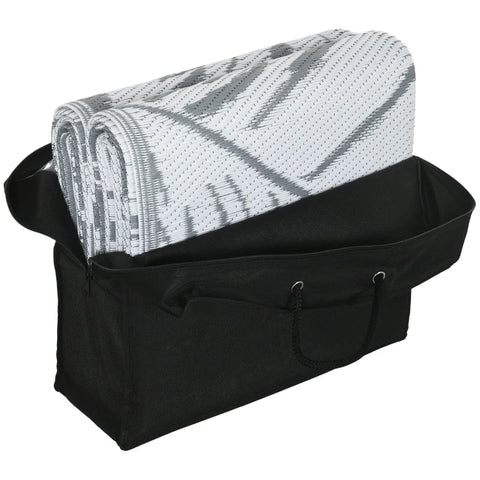 Rootz Outdoor Reversible Carpet - Patio Rug - Weather Resistant - Modern Design - Leaf Pattern - Grey + White - 182x274cm