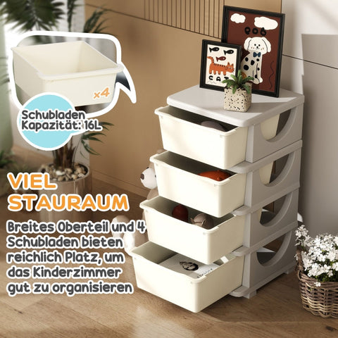 Rootz Kids Storage Boxes - Child-Friendly Drawers - Creamy White - Toy Organizer - 37cm x 37cm x 76cm