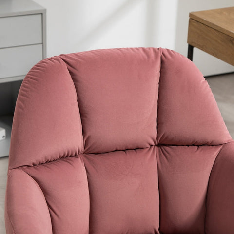 Rootz Pink Velvet Swivel Office Chair - Modern Desk Chair - Height Adjustable - Skin-Friendly Padding - 58cm x 58.5cm x 78-86cm