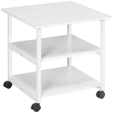 Rootz Printer Rack Trolley - Printer Stand - Storage Shelf - Space Optimizing - 50b x 50t x 52.5H cm