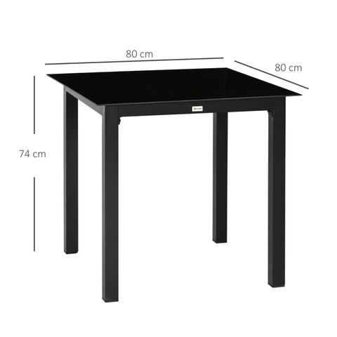 Rootz Garden Table - Outdoor Table - Outdoor Lounge Table - Weather Resistant - Tempered Glass - Black - 80 x 80 x 74 cm
