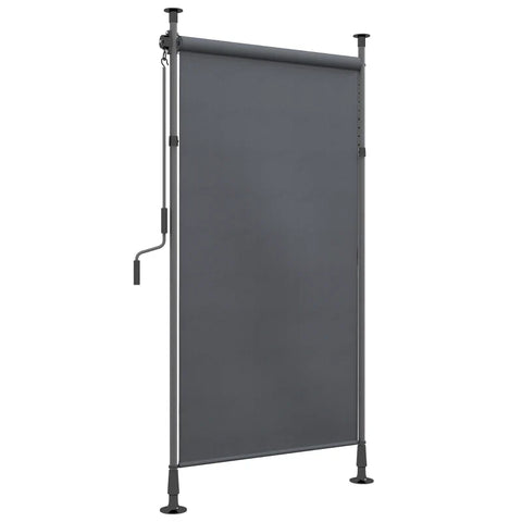 Rootz Freestanding Awning - Adjustable Length - Hand Crank - No Drilling Assembly - Aluminum Frame - Polyester - Dark Gray - 1.5m X 2.2-3.1m
