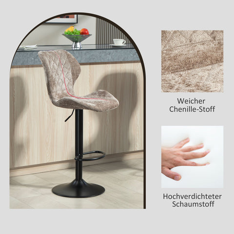 Rootz Set of 2 Bar Chairs - Kitchen Stools - Height-Adjustable Counter Stools - Ultimate Comfort - 48cm x 51.5cm x 91-112cm