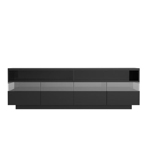 Rootz High Gloss TV Cabinet - Media Stand - Entertainment Unit - LED Lighting - 173.5L x 55W x 38H cm