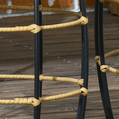 Rootz Set of 2 Garden Table - Balcony Table - Side Table - Boho Style - Weather Resistant - Black + Khaki - Ø58 x 53Hcm