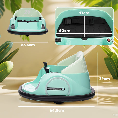 Rootz Autoscooter - Electric Ride-on - Kids Bumper Car - 360° Spin - Safe Seat Belt - 66.5L x 64.5W x 39H cm