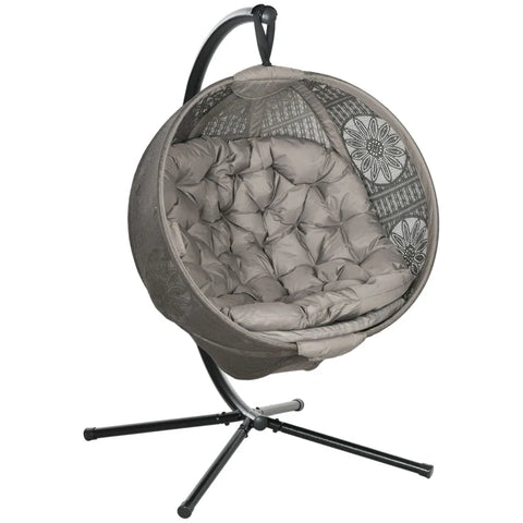 Rootz Hammocks - Hanging Chairs - Pillow - Rocking Chair - Garden Chair - Wicker Chair - Boho Style - Steel-Polyester - Sand - Black - 116 X 125 X 172 Cm