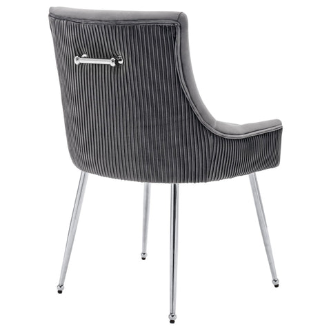 Rootz Gray Velvet Dining Chair - Modern Seating - Elegant Chairs - High Comfort Foam - 54L x 57.5W x 86.5H cm