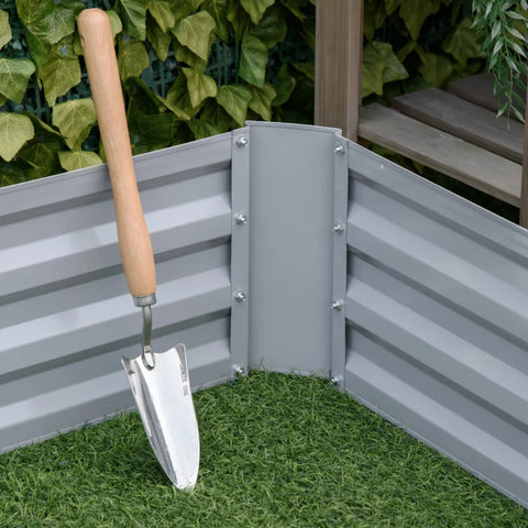 Rootz Planter Box - Set of 2 - Open Bottom Flower Box - Steel Frame - Gray - 2 x 100 x 100 x 30 cm