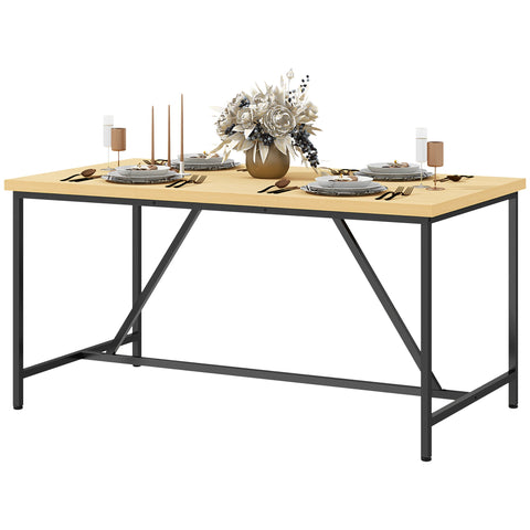Rootz Dining Table for 6 - Versatile Furniture - Desk Option - Brown Optics - Steel Legs - 150cm x 80cm x 75cm