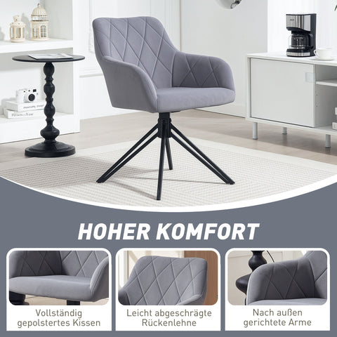 Rootz Retro Accent Chair - Lounge Chair - Dining Chair - Generous Upholstery - Grey - 58cm x 60.5cm x 79cm