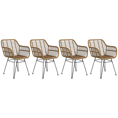 Rootz 4 Piece Dining Chair Set - Kitchen Chairs - Rattan Chairs - Comfortable Seating - 56cm x 60cm x 79cm