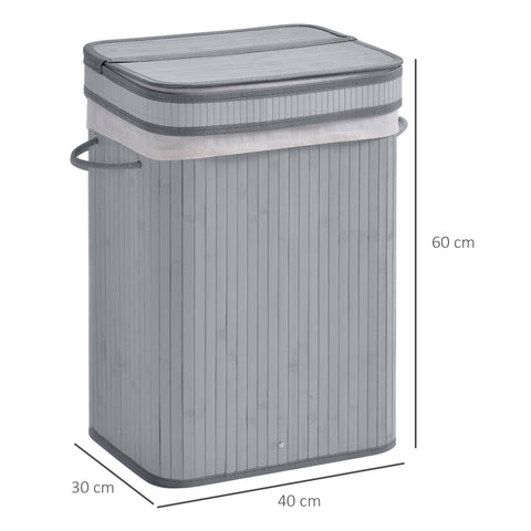 Rootz Laundry Basket - Washing Collector - Laundry Box - Water-Repellent - 70L, 40 x 30 x 60 cm, Grey