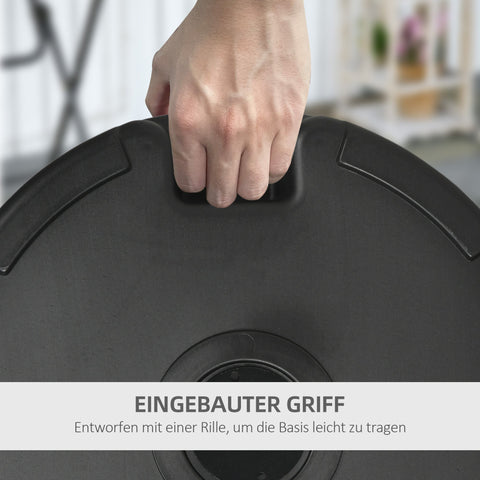 Rootz Shield Base Parasol Stand - Umbrella Holder - Canopy Anchor - Water/Sand Fillable - Black - Ø56 x 30.5h cm