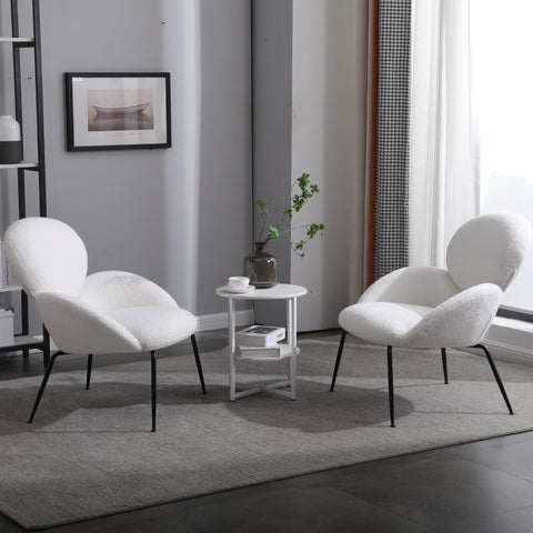 Rootz Teddy Velvet Dressing Chair - White Metal Leg Accent Chair - Comfy Lounge Seat - Luxurious Comfort - 74.1L x 77.9W x 81H cm