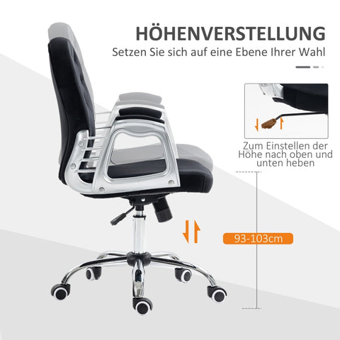 Rootz Modern Office Chair - Velvet Desk Chair - Adjustable Swivel Chair - High-Density Foam - 59.5cm x 60.5cm x 93-103cm