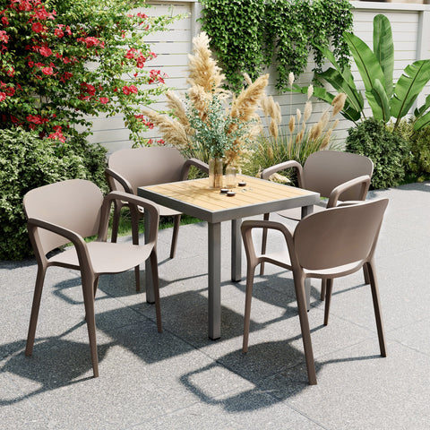 Rootz 4 Piece Set Garden Chairs - Outdoor Furniture - Stacking Armchairs - Weatherproof & UV Resistant - 60x56x75 cm