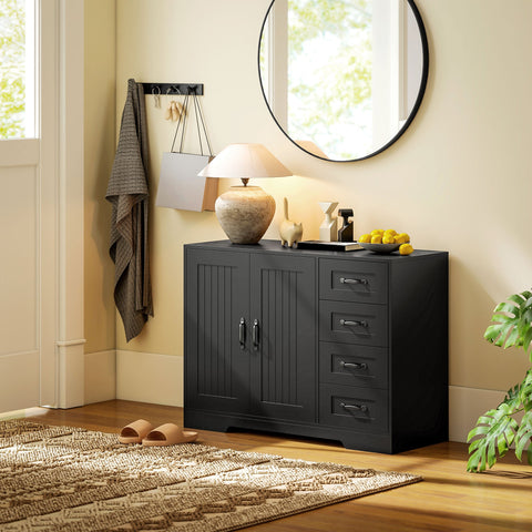 Rootz Black Sideboard - Modern Chest of Drawers - Storage Cabinet - Ample Storage - 105 x 40 x 76 cm