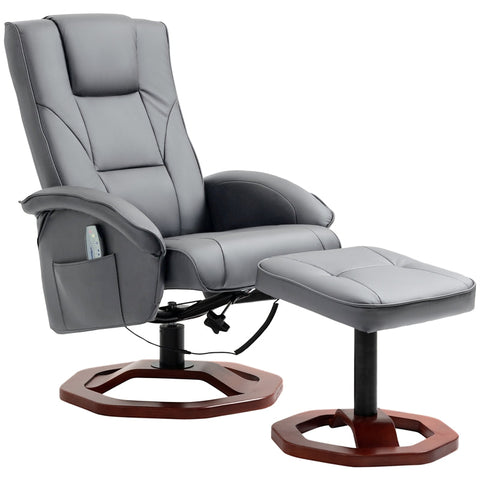Rootz Massage Chair with Stool - Recliner - Relaxation Chair - Vibration Massage - 73cm x 83cm x 106cm