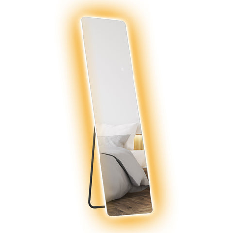 Rootz LED Full-Length Mirror - Dressing Mirror - Standing Mirror - Dimmable - Touch Control - 40 x 150 cm - Frameless Design - Optimal Illumination