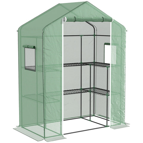 Rootz Greenhouse - Plant Shelter - Gardening House - UV Resistant - 1 Door & 2 U-Shaped Shelves - 140x73x190cm