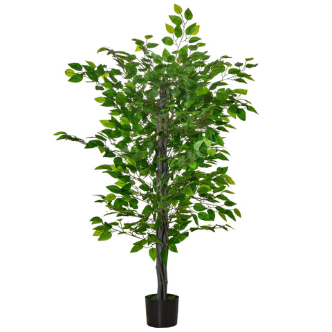 Rootz Artificial Ficus Tree - Art Plant - Realistic Appearance - Ever-Green & Easy Care - Plastic & Cement Pot - 135cm Height