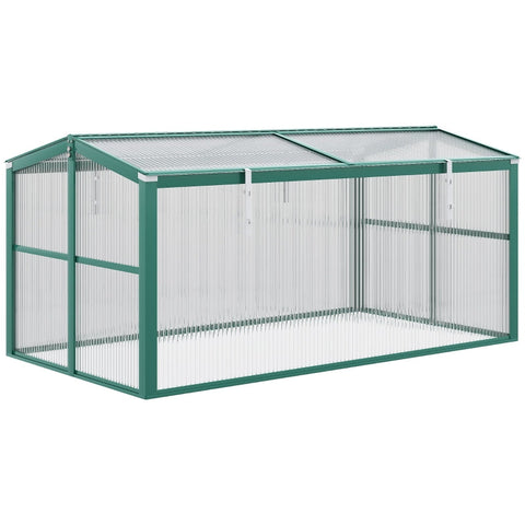 Rootz All-Season Greenhouse - Cold Frame - Gardening Shelter - Adjustable Roof Windows - Maximum Light Transmission - Rust-Proof Aluminum Frame - 130cm x 70cm x 61cm