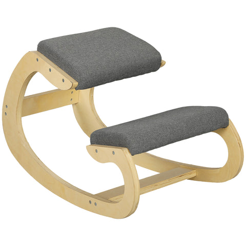 Rootz Ergonomic Rocking Knee Stool - Posture Chair - Kneeling Seat - Back Pain Relief - Birch Frame - 54.5W x 85D x 54H cm