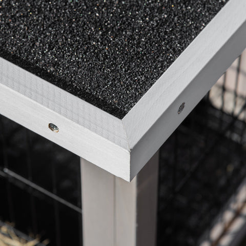 Rootz Wooden Rabbit Hutch - Bunny Cage - Pet Enclosure - Easy Cleaning - 91cm x 46cm x 71cm - Asphalt Roof, Removable Drawer