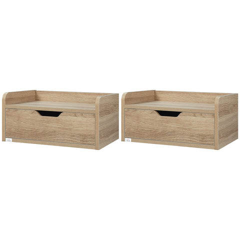 Rootz Set of 2 Wall Mounted Bedside Tables - Night Cabinets - Floating Bedside Units - Space-saving Design - 40W x 30D x 19.5H cm