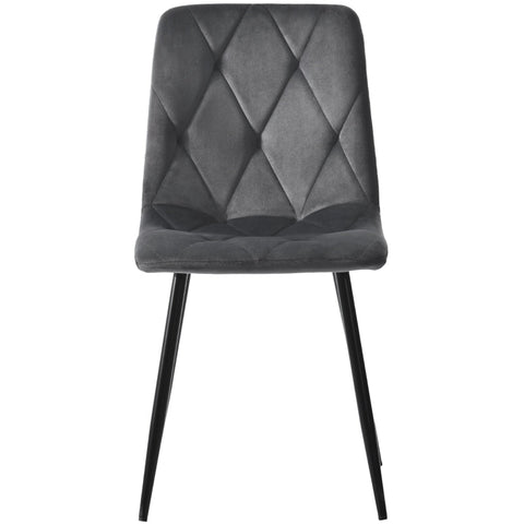 Rootz 4 Piece Set Gray Velvet Dining Chairs - Elegant Seating - Comfortable Chairs - Sturdy Black Metal Legs - 45L x 40W x 86H cm