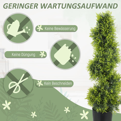 Rootz Artificial Cypress 90cm Plant - Spiral Topiary - Faux Greenery - UV Resistant for Indoor/Outdoor - 16.5cm Pot