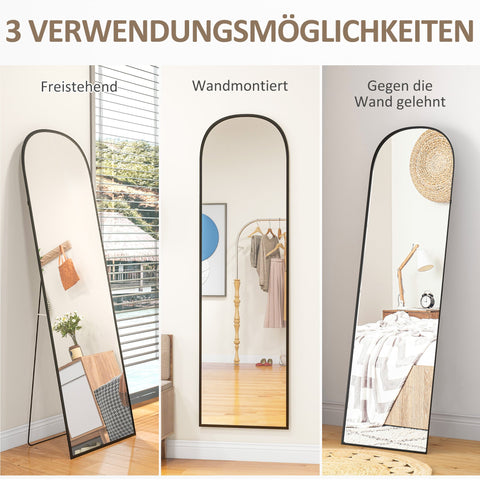 Rootz Stand Mirror - Full Body Mirror - Modern Design - Clear Reflection - 50cm x 1.5cm x 161.5cm - Black