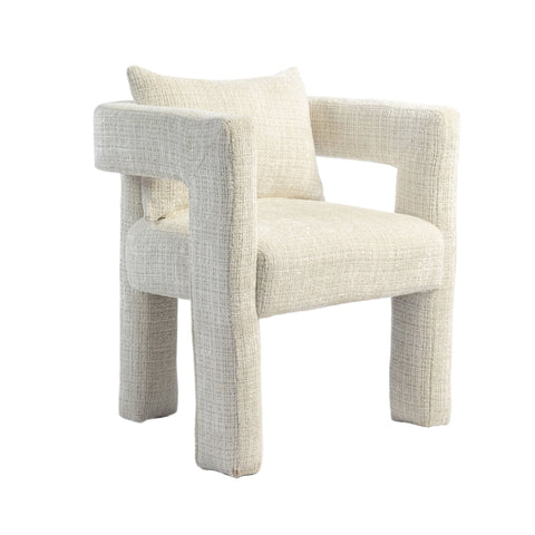 Rootz Beige Chenille Lounge Chair - Single Seat - Hollow Armrests - Ergonomic Design - 60L x 44W x 65H cm