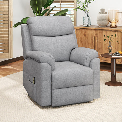 Rootz Grey Electrical Up Armchair - Recliner Chair - Standing Aid Chair - Linen Look - Massaging Comfort - 83cm x 89cm x 102cm
