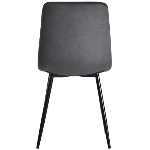 Rootz 4 Piece Set Gray Velvet Dining Chairs - Elegant Seating - Comfortable Chairs - Sturdy Black Metal Legs - 45L x 40W x 86H cm