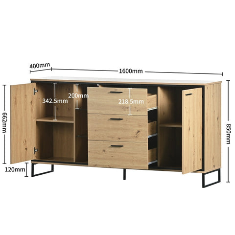 Rootz Modern Sideboard - Buffet Cabinet - Storage Console - Versatile Chipboard - 160cm x 40cm x 85cm