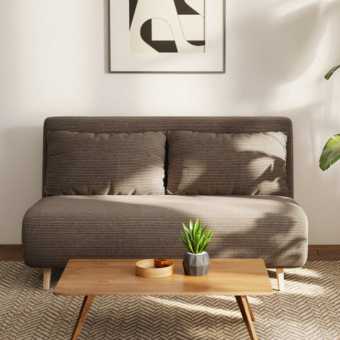 Rootz Sofa Bed Brown - Guest Bed - Convertible Couch - 3-Way Adjustable Backrest - Maximum Comfort - 141 x 90 x 81 cm