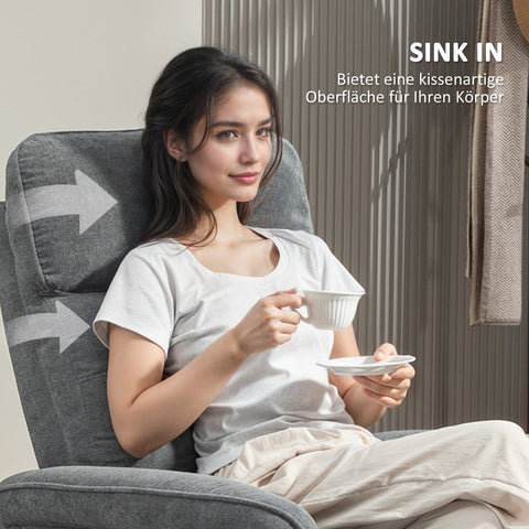 Rootz Gray Massage Chair - Recliner - Upholstery Chair - Lumbar Heating - 8 Massage Points - 82cm x 96cm x 106cm