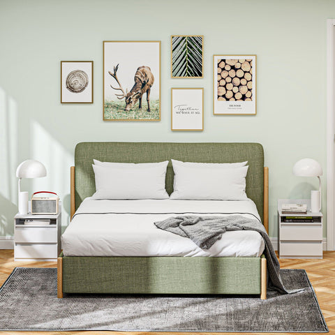 Rootz Bedside Table Set of 2 - Nightstands - Side Tables - Modern Minimalist Design - White - 39.6L x 32.3W x 50.4H cm