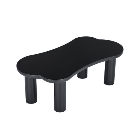 Rootz Coffee Table - Irregular Bone-Shaped - MDF Table - Floor Protection - 113cm x 58cm x 40.5cm - Modern Black Design