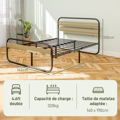 Rootz Double Bed Frame - Industrial Style - Modern Bed Frame - Stable Sleep - 142cm x 196cm x 100cm