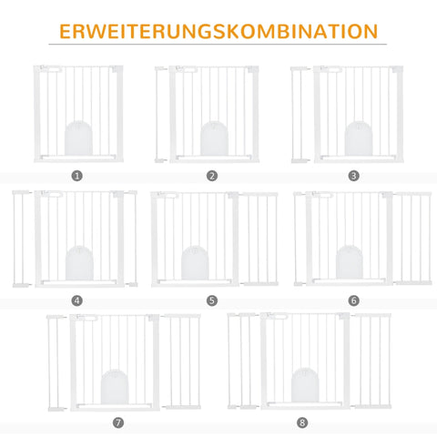 Rootz Door Safety Gate - Pet Barrier - Pet Gate - Automatic Closing - Enhanced Stability - Convenient Small Door - 75-131cm x 76cm - Metal, ABS