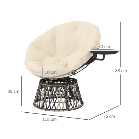 Rootz Papasan Rattan Chair - Rotatable Armchair - 360° Swivel Seat - First-Class Comfort - 118cm x 76cm x 88cm