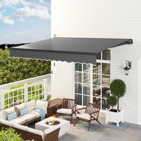 Rootz Klemmmarkise with Hand Crank - Joint Arm Awning - Sun Shades - UV 50+ Protection - 395cm x 300cm - Solar LED Lights