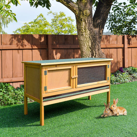 Rootz Rabbit Cage - Rabbit Hinge - Rabbit Hutch - Easy Cleaning - 115cm x 44.3cm x 65cm - Brown and Green
