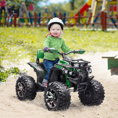 Rootz Electric Children's Quad - Kids Ride-On ATV - Rechargeable - 12V Motors - 3-8 km/h Speed - MP3 Player - Green - 100cm x 65cm x 73cm